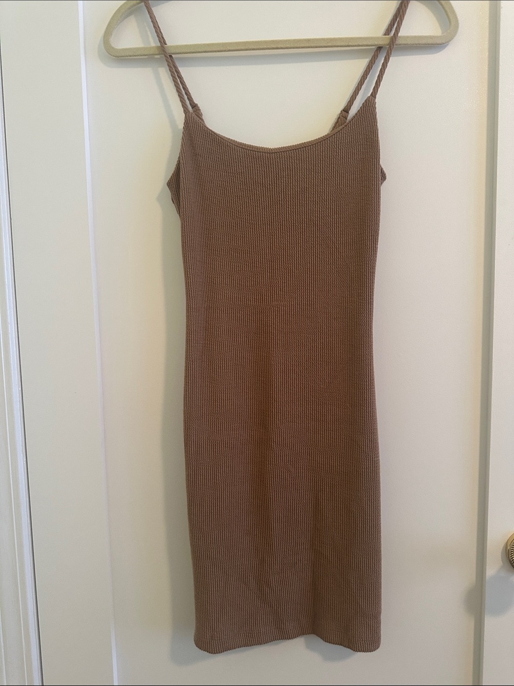 Audrey 3+1 Brown Ribbed Slip Midi Dress